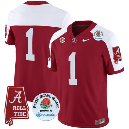 Men's Alabama Crimson Tide Rose Bowl Patch Vapor Limited Jersey - All Stitched