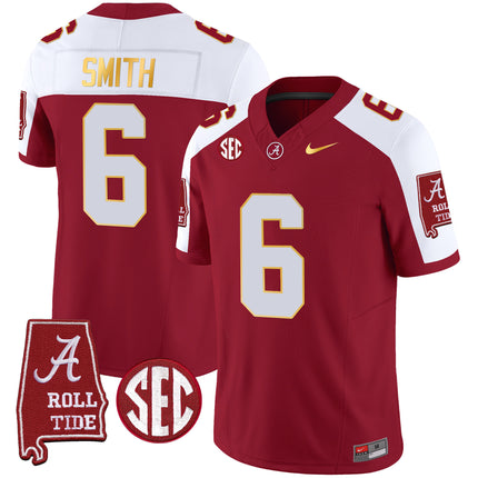 Men's Alabama Crimson Tide Gold Trim Vapor Jersey - Alabama Map - All Stitched