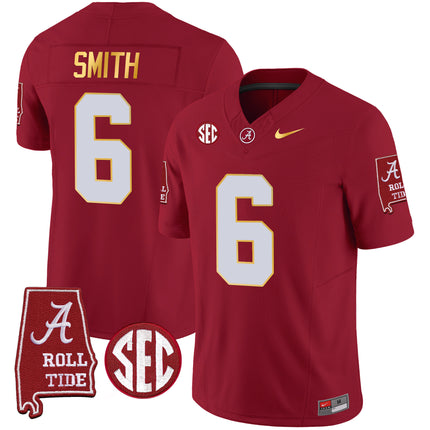 Men's Alabama Crimson Tide Gold Trim Vapor Jersey - Alabama Map - All Stitched