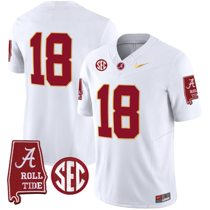 Men's Alabama Crimson Tide Gold Trim Vapor Jersey - Alabama Map - All Stitched