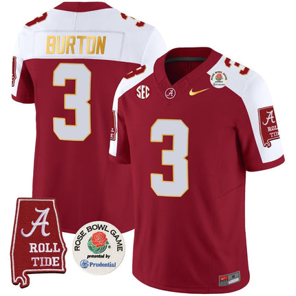 Men's Alabama Crimson Tide Rose Bowl Patch Gold Trim Vapor Limited Jersey - All Stitched