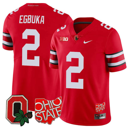 Men's Ohio State Buckeyes Ohio State & Logo Patch Jersey - All Stitched