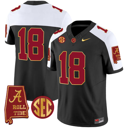 Men's Alabama Crimson Tide Gold Trim Vapor Jersey V2 - Alabama Map - All Stitched