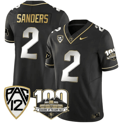 Men's Colorado Buffaloes 100th Seasons At Folsom Field Patch Vapor Gold Jersey V2 ?All Stitched
