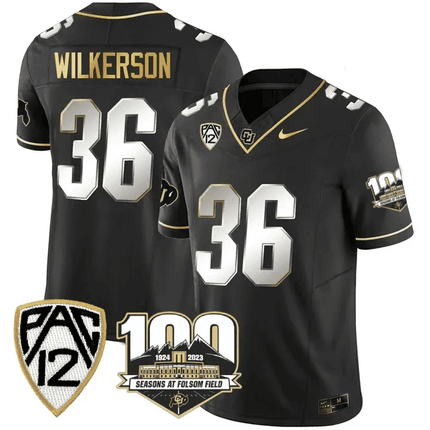 Men's Colorado Buffaloes 100th Seasons At Folsom Field Patch Vapor Gold Jersey V2 ?All Stitched