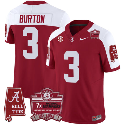 Men's Alabama Crimson Tide Nick Saban 7x Champions Patch Vapor Jersey - All Stitched