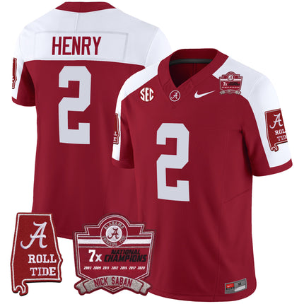 Men's Alabama Crimson Tide Nick Saban 7x Champions Patch Vapor Jersey - All Stitched