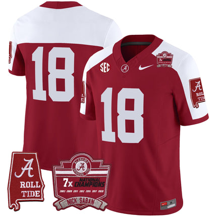 Men's Alabama Crimson Tide Nick Saban 7x Champions Patch Vapor Jersey - All Stitched