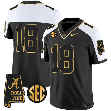 Men's Alabama Crimson Tide Vapor Gold Jersey V3 - Alabama Map - All Stitched