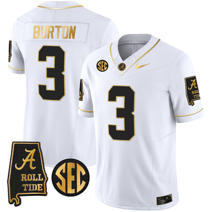 Men's Alabama Crimson Tide Vapor Gold Jersey V3 - Alabama Map - All Stitched