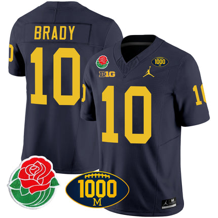 Men's Michigan Wolverines Rose Bowl & 1000 Wins Patch Vapor Jersey - All Stitched