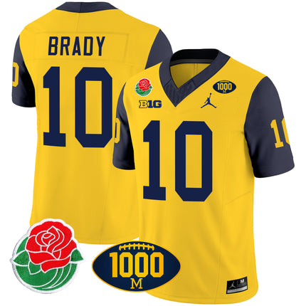 Men's Michigan Wolverines Rose Bowl & 1000 Wins Patch Vapor Jersey - All Stitched