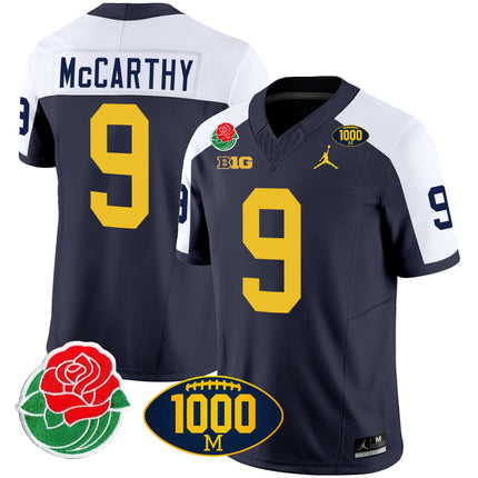 Men's Michigan Wolverines Rose Bowl & 1000 Wins Patch Vapor Jersey - All Stitched