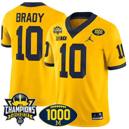 Men's Michigan Wolverines 1000 Wins & BIG10 Champions Patch Special Jersey - All Stitched