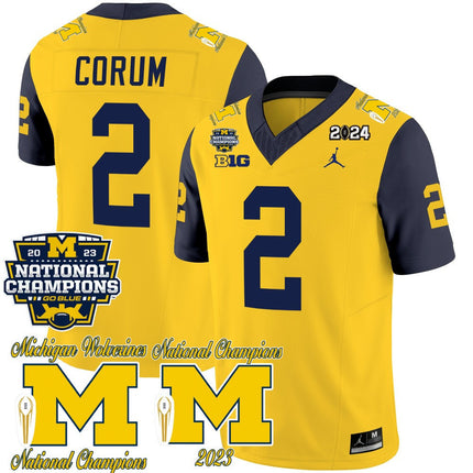 Men's Michigan Wolverines CFP 2023 National Champions Patch Vapor Jersey - All Stitched
