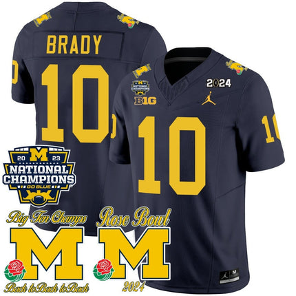 Men's Michigan Wolverines 2023 National Champions & Rose Bowl Patch Vapor Jersey - All Stitched
