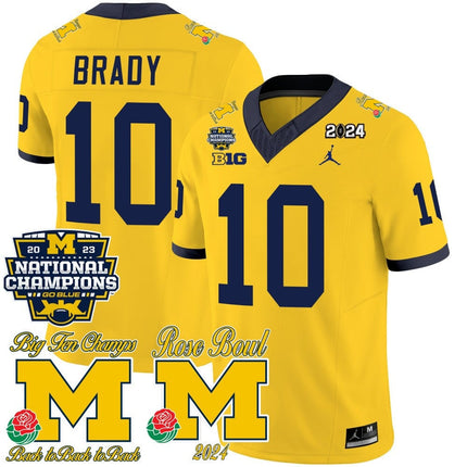 Men's Michigan Wolverines 2023 National Champions & Rose Bowl Patch Vapor Jersey - All Stitched