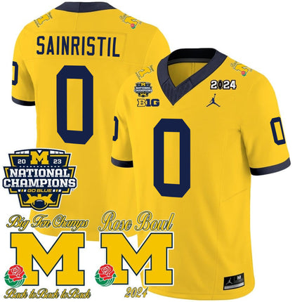 Men's Michigan Wolverines 2023 National Champions & Rose Bowl Patch Vapor Jersey - All Stitched