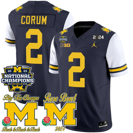 Men's Michigan Wolverines 2023 National Champions & Rose Bowl Patch Vapor Jersey - All Stitched