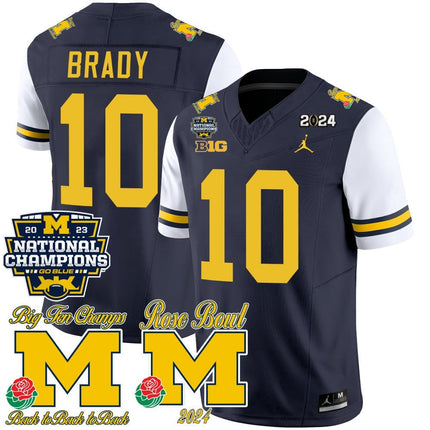 Men's Michigan Wolverines 2023 National Champions & Rose Bowl Patch Vapor Jersey - All Stitched