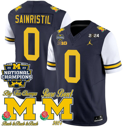 Men's Michigan Wolverines 2023 National Champions & Rose Bowl Patch Vapor Jersey - All Stitched