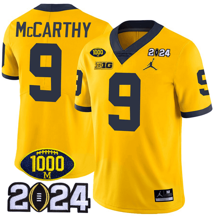 Men's Michigan Wolverines 1000 Wins & 2024 College Bowl Patch Vapor Limited Jersey - All Stitched