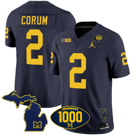 Men's Michigan Wolverines 1000 Wins Patch Vapor Jersey V3 - All Stitched