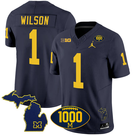 Men's Michigan Wolverines 1000 Wins Patch Vapor Jersey V3 - All Stitched