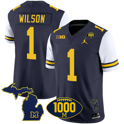 Men's Michigan Wolverines 1000 Wins Patch Vapor Jersey V3 - All Stitched