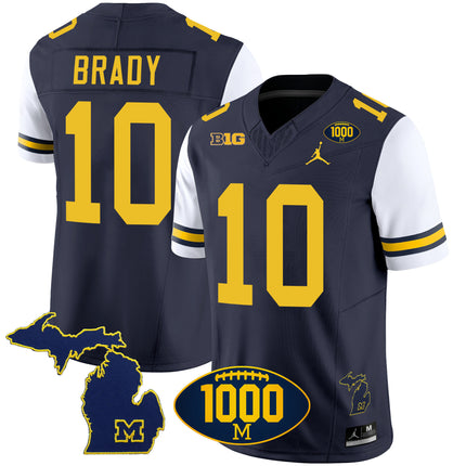 Men's Michigan Wolverines 1000 Wins Patch Vapor Jersey V3 - All Stitched