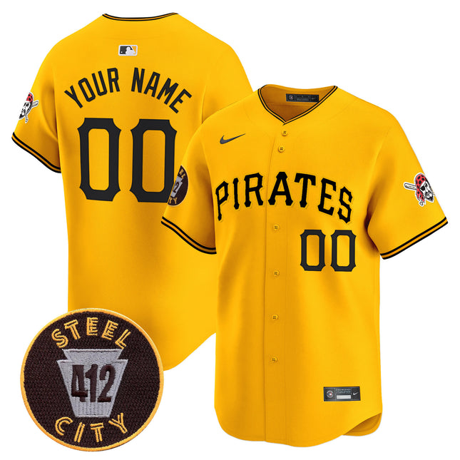 Pittsburgh Pirates 412 Patch Vapor Premier Limited Custom Jersey V3 - All Stitched