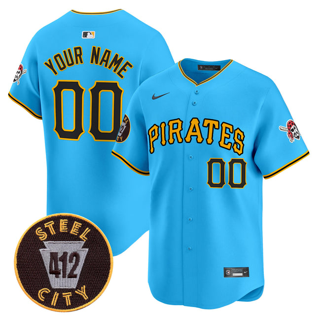 Pittsburgh Pirates 412 Patch Vapor Premier Limited Custom Jersey V3 - All Stitched