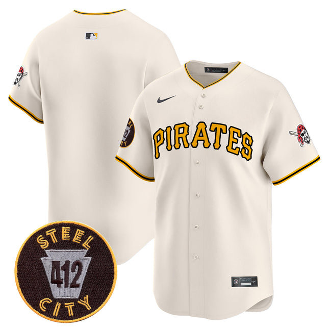 Men's Pittsburgh Pirates 412 Patch Vapor Premier Limited Jersey V3 - All Stitched