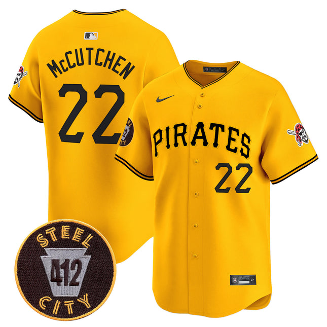 Men's Pittsburgh Pirates 412 Patch Vapor Premier Limited Jersey V3 - All Stitched