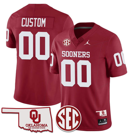 Custom Name/Gender Oklahoma Sooners 2024 SEC Patch Vapor Premier Limited Jersey - All Stitched