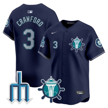 Men's Seattle Mariners Trident Patch Vapor Premier Limited Jersey - All Stitched