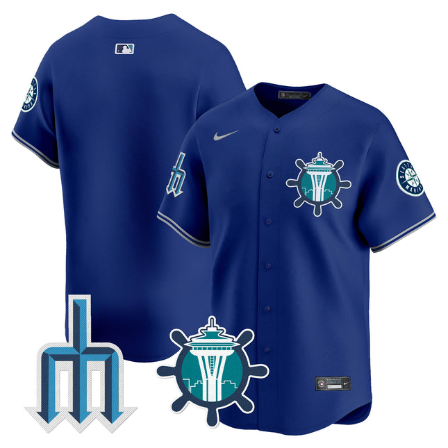 Men's Seattle Mariners Trident Patch Vapor Premier Limited Jersey - All Stitched