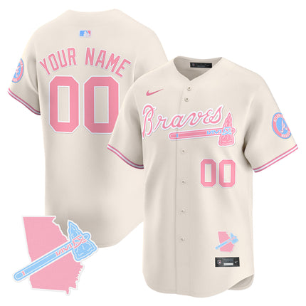 Custom Name/Gender Atlanta Braves Bubblegum Pink Vapor Premier Limited Jersey - All Stitched