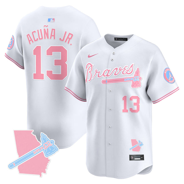 Men's Atlanta Braves Bubblegum Pink Vapor Premier Limited Jersey - All Stitched