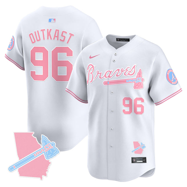 Men's Atlanta Braves Bubblegum Pink Vapor Premier Limited Jersey - All Stitched