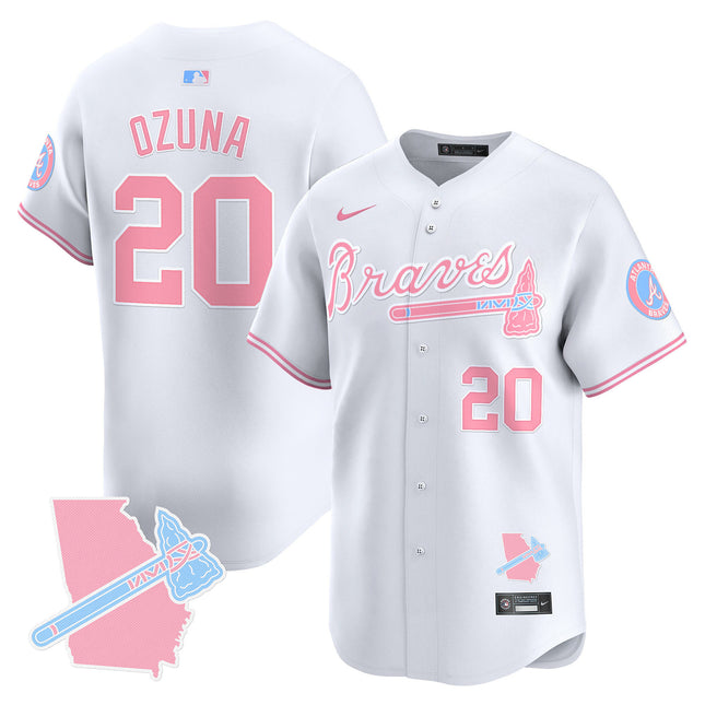 Men's Atlanta Braves Bubblegum Pink Vapor Premier Limited Jersey - All Stitched