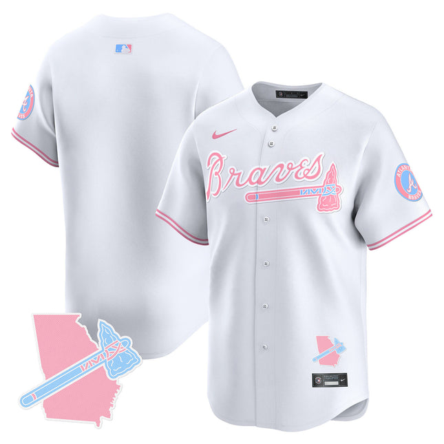 Men's Atlanta Braves Bubblegum Pink Vapor Premier Limited Jersey - All Stitched
