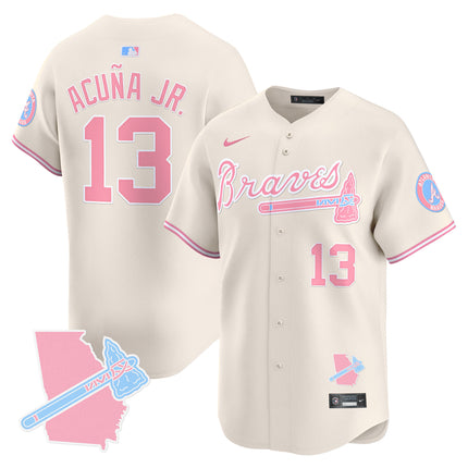 Men's Atlanta Braves Bubblegum Pink Vapor Premier Limited Jersey - All Stitched