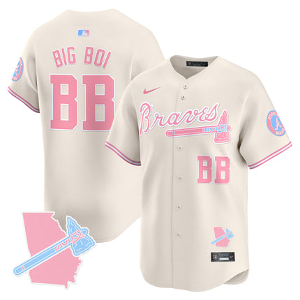 Men's Atlanta Braves Bubblegum Pink Vapor Premier Limited Jersey - All Stitched