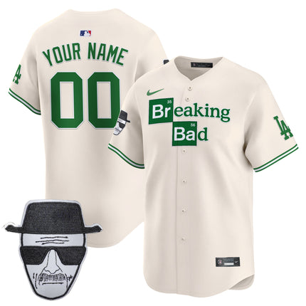 Dodgers Breaking Bad Walter White Patch Vapor Premier Limited Custom Jersey - All Stitched