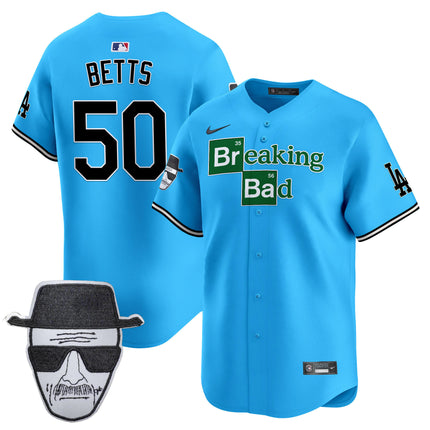 Men's Dodgers Breaking Bad Walter White Patch Vapor Premier Limited Jersey - All Stitched