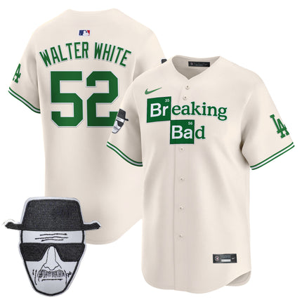 Men's Dodgers Breaking Bad Walter White Patch Vapor Premier Limited Jersey - All Stitched