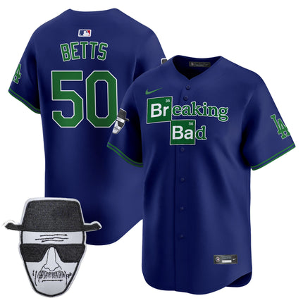 Men's Dodgers Breaking Bad Walter White Patch Vapor Premier Limited Jersey - All Stitched