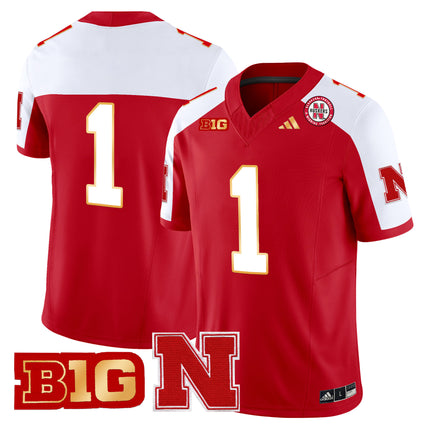 Men's Nebraska Cornhuskers 2024 Gold Trim Vapor Limited Jersey - All Stitched