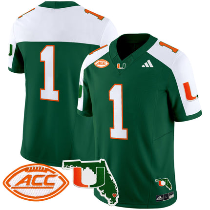 Men's Miami Hurricanes 2024 Florida Patch Vapor Limited Jersey - All Stitched